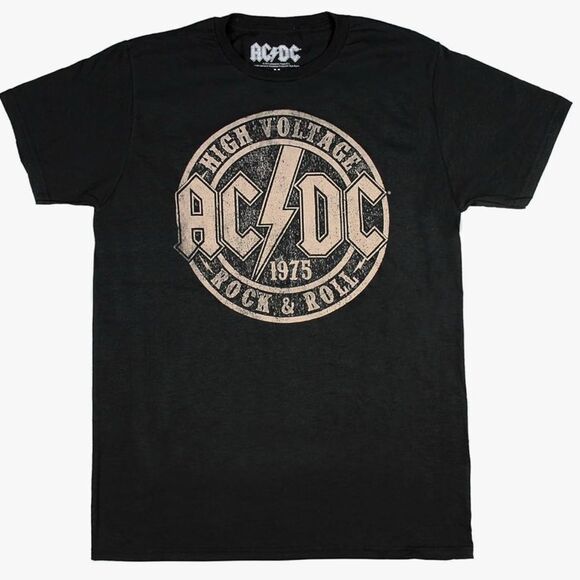 NWT AC/DC Unisex Black Short Sleeve Graphic Tee Shirt Vintage Look 1976-Size XXL - Picture 1 of 6